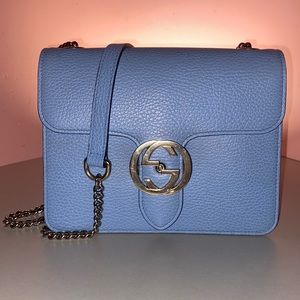 Gucci Blue Interlocking Crossbody Bag Light Blue